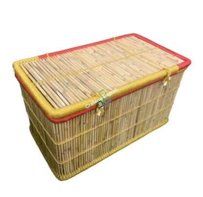 Handcrafted Bamboo Cane Laundry Storage Basket - Image 2