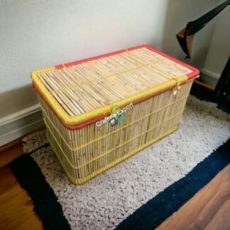 Handcrafted Bamboo Cane Laundry Storage Basket