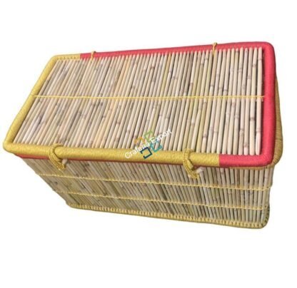 Handcrafted Bamboo Cane Laundry Storage Basket - Image 6