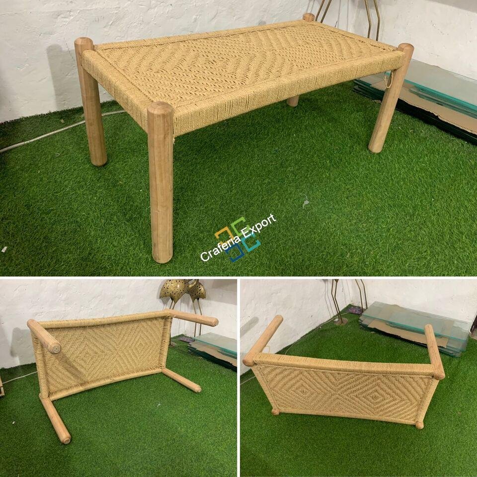 Wooden Seating Bench Handwoven | Small Charpai Bench khatola for Indoor/Garden/Terrace - Image 3