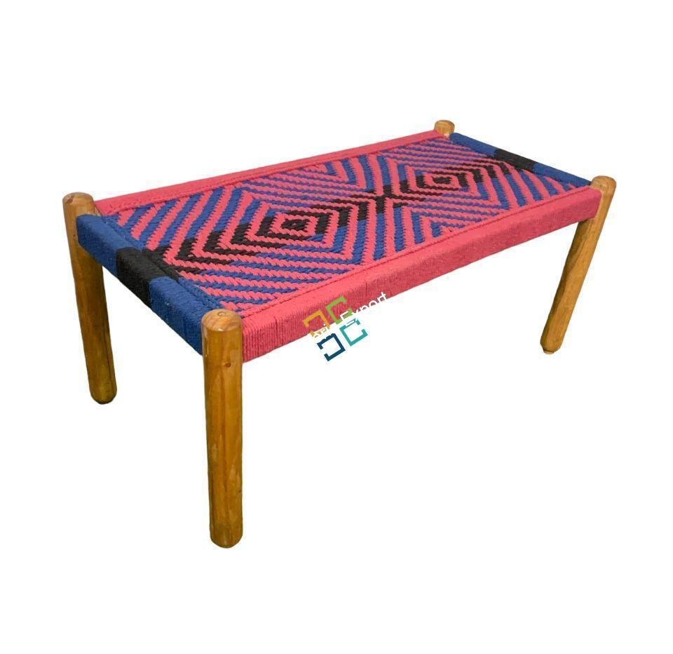 Wooden Seating Bench Handwoven | Small Charpai Bench khatola for Indoor/Garden/Terrace - Image 8