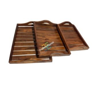 Handmade Wooden Serving Trays Platters (Set of 3) For Coffee Tea Table Drinks Breakfast Kitchenware ,Hotels