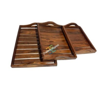 Handmade Wooden Serving Trays Platters (Set of 3) For Coffee Tea Table Drinks Breakfast Kitchenware ,Hotels