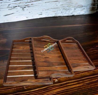Handmade Wooden Serving Trays Platters (Set of 3) For Coffee Tea Table Drinks Breakfast Kitchenware ,Hotels - Image 4