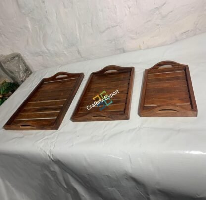 Handmade Wooden Serving Trays Platters (Set of 3) For Coffee Tea Table Drinks Breakfast Kitchenware ,Hotels - Image 2