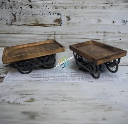 Wooden Serving Platter for Dining Table | Vintage Thela Trolley | Thela Serving Tray Snack Platter - Image 4