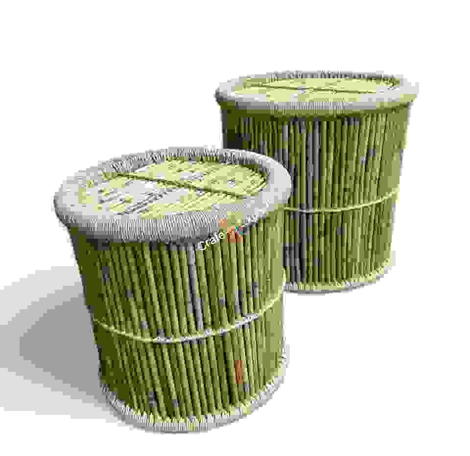 Cane Bar Bamboo Mudda Eco-Friendly Handicraft Stool For Indoor & Outdoor Furnishing (Set of Two) - Image 5