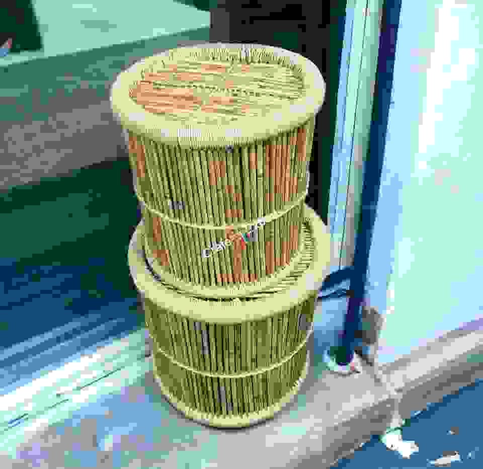 Cane Bar Bamboo Mudda Eco-Friendly Handicraft Stool For Indoor & Outdoor Furnishing (Set of Two) - Image 3