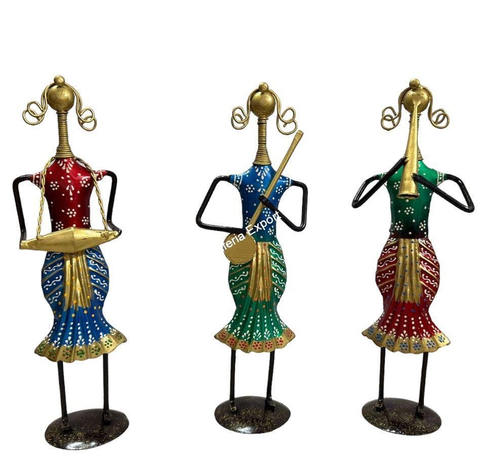 Tribal Lady Musicians Showpieces Set of 3 for Home Decoration, Office, Table Decor - Image 2