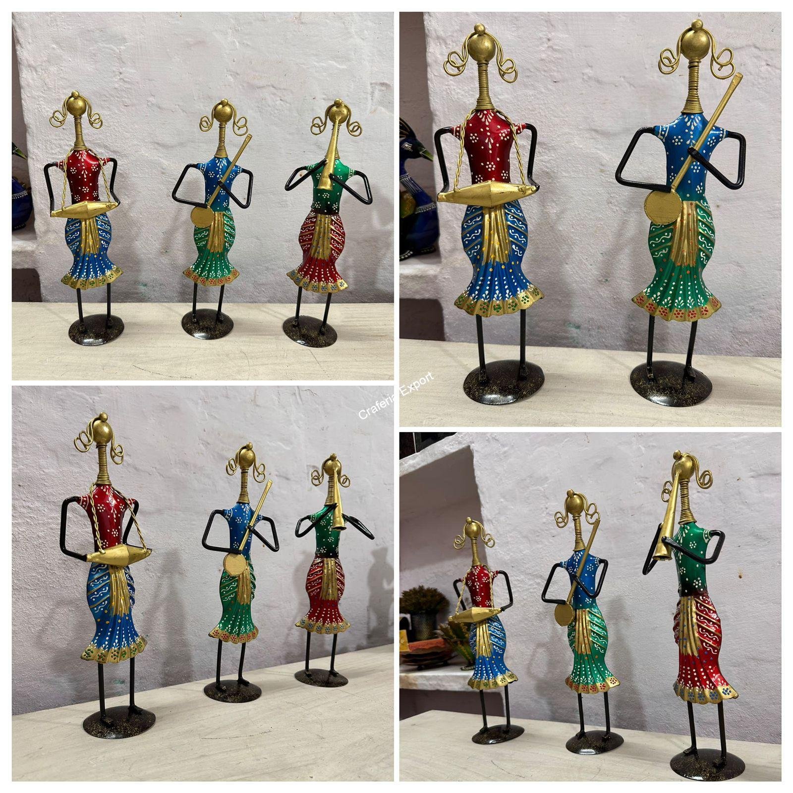 Tribal Lady Musicians Showpieces Set of 3 for Home Decoration, Office, Table Decor - Image 4