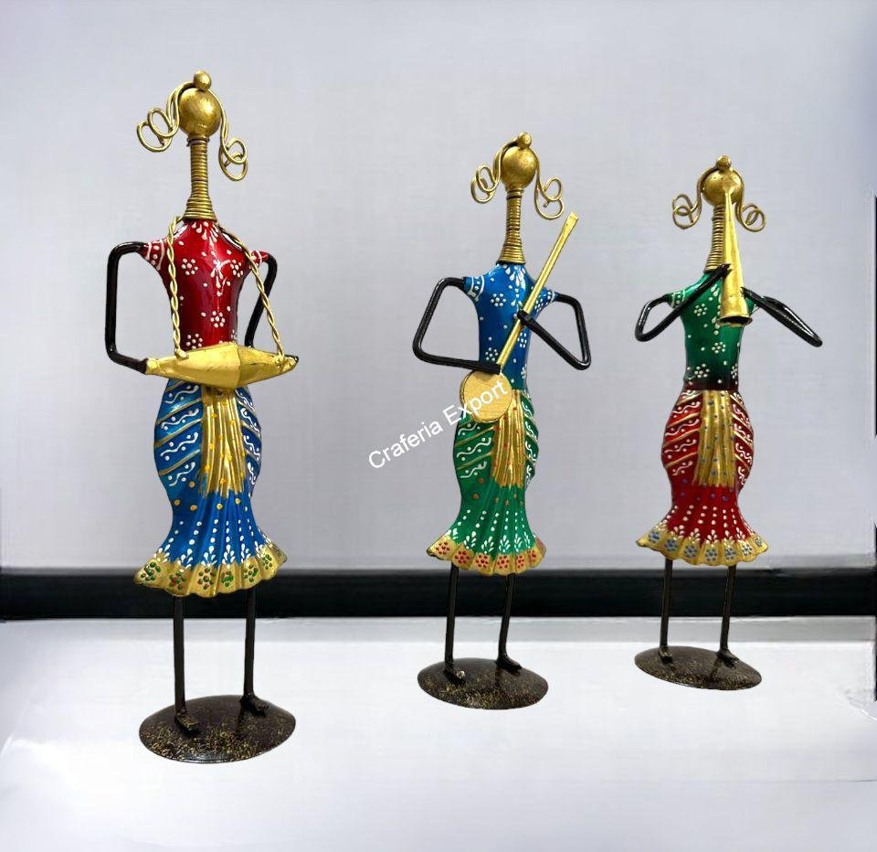 Tribal Lady Musicians Showpieces Set of 3 for Home Decoration, Office, Table Decor - Image 5