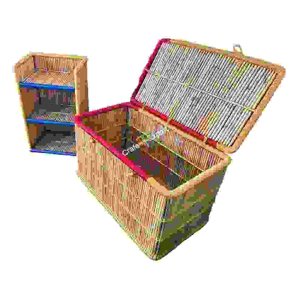 Handmade Bamboo Laundry Basket/Storage Basket With Bamboo Shelf/Book Shelves Rack - Image 4