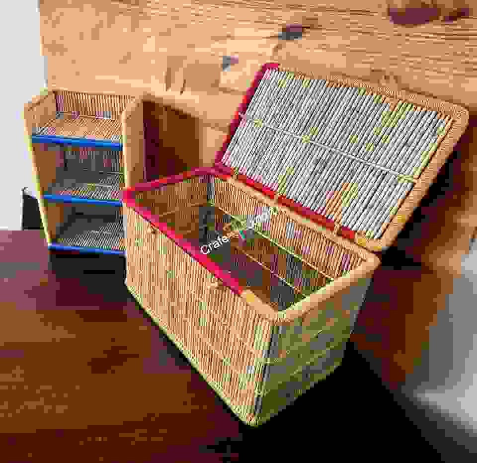 Handmade Bamboo Laundry Basket/Storage Basket With Bamboo Shelf/Book Shelves Rack - Image 5