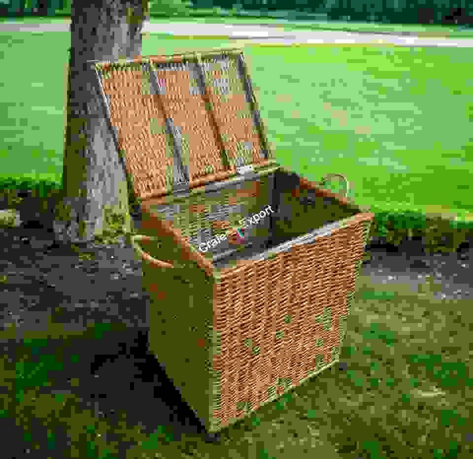 Cane Rattan Laundry Cum Picnic Handcrafted Basket with Lid