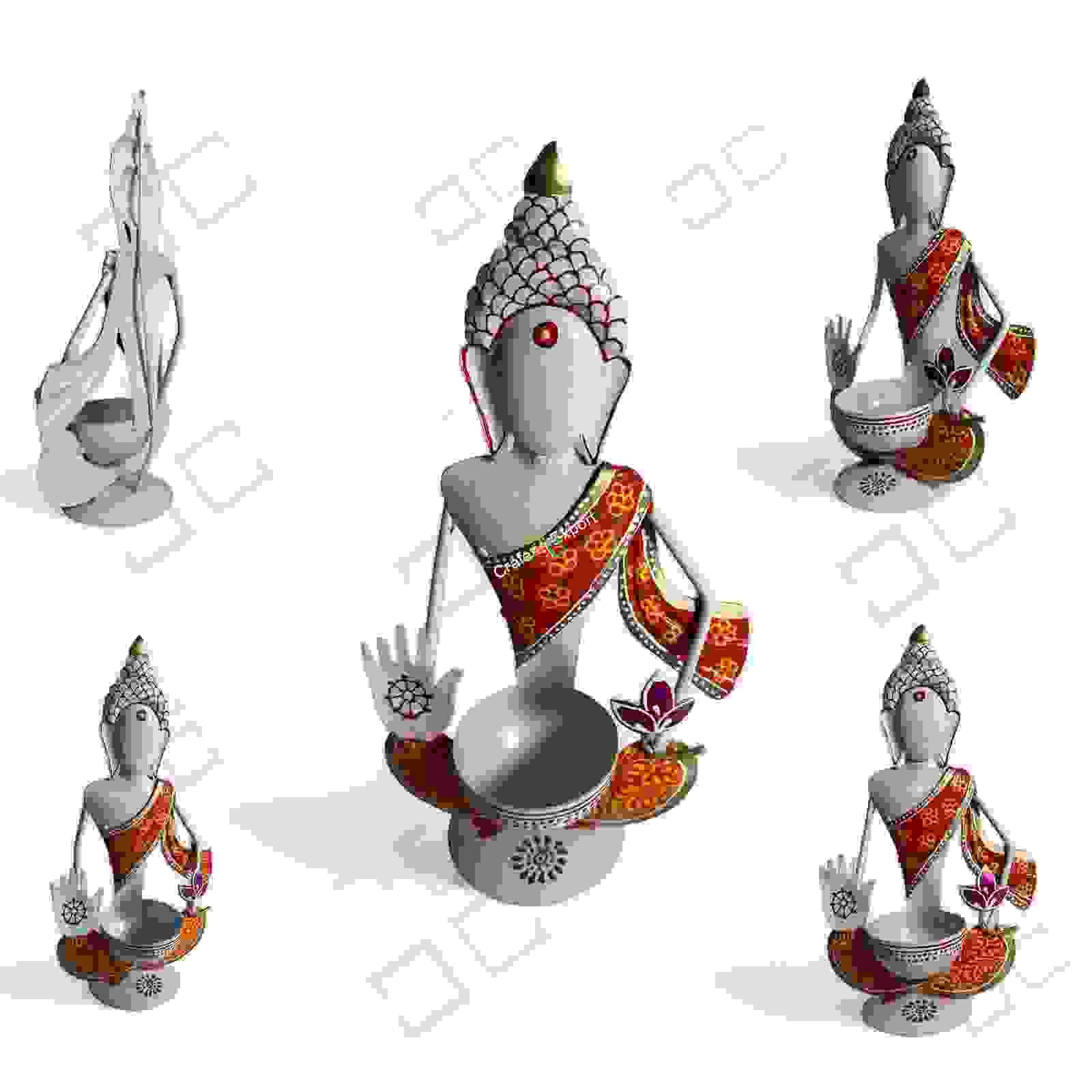 Buddha With Tealight Candle Holder/T-light Holder with Decor Showpiece for Home Decor - Image 3