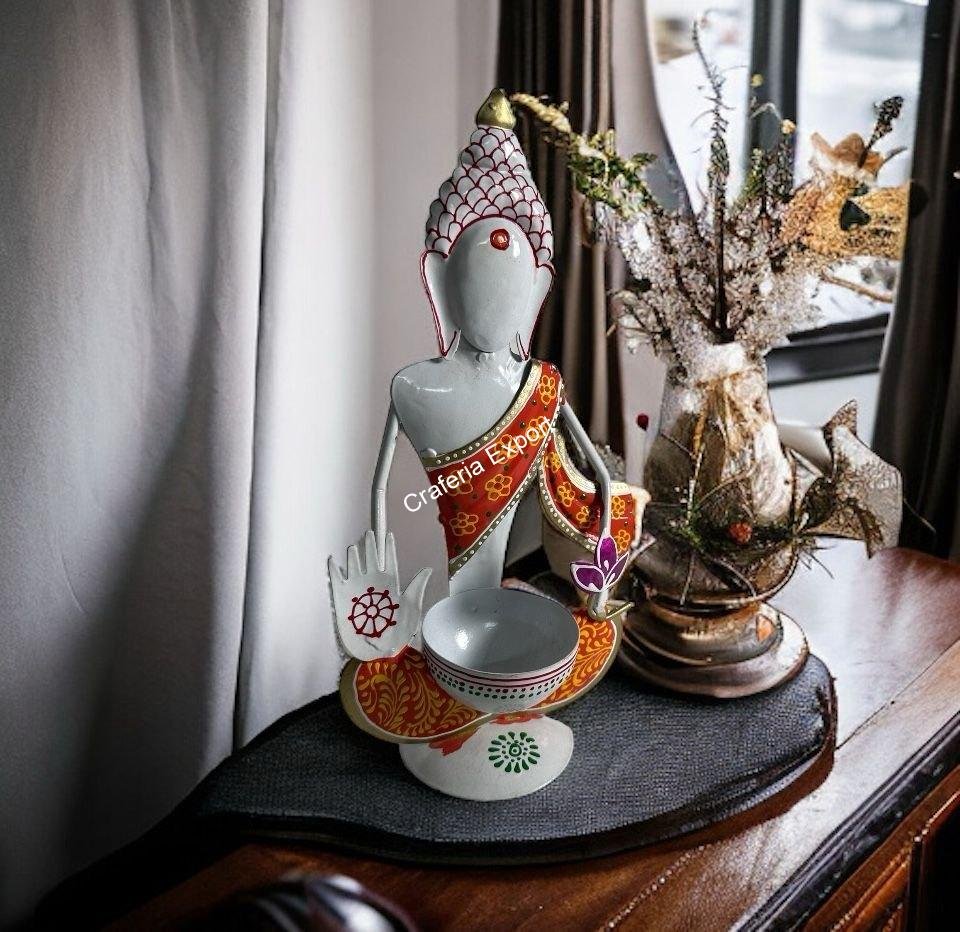 Buddha With Tealight Candle Holder/T-light Holder with Decor Showpiece for Home Decor