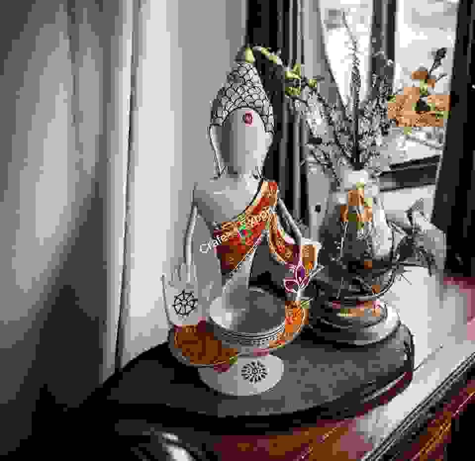 Buddha With Tealight Candle Holder/T-light Holder with Decor Showpiece for Home Decor