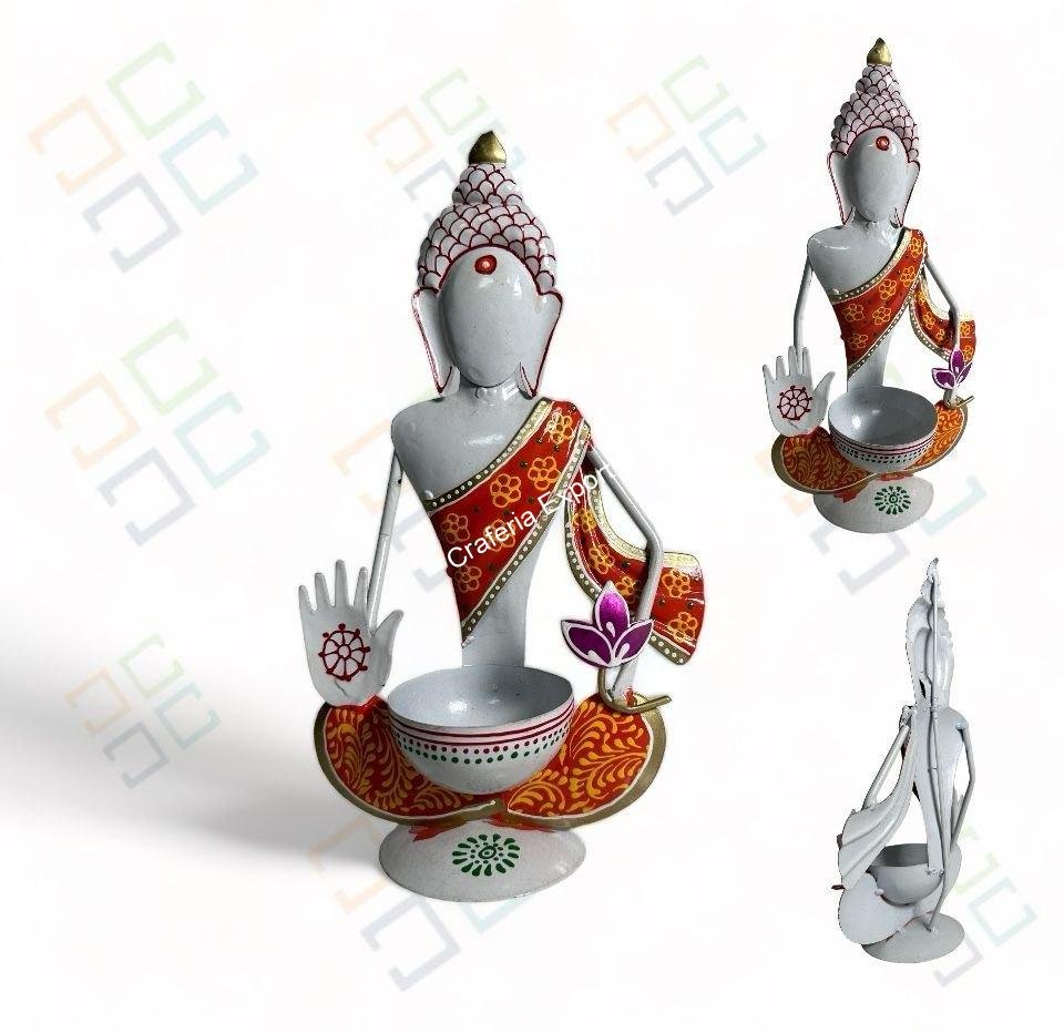 Buddha With Tealight Candle Holder/T-light Holder with Decor Showpiece for Home Decor - Image 5