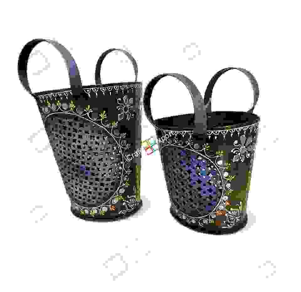 Handicrafted Wrought Iron Bucket Shaped Books /Magazine Holder/Utility Box - Image 5