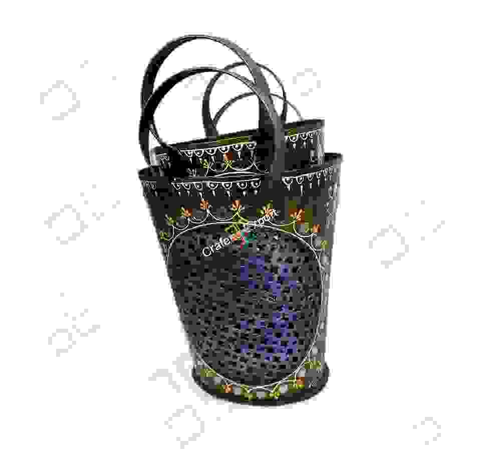 Handicrafted Wrought Iron Bucket Shaped Books /Magazine Holder/Utility Box - Image 3