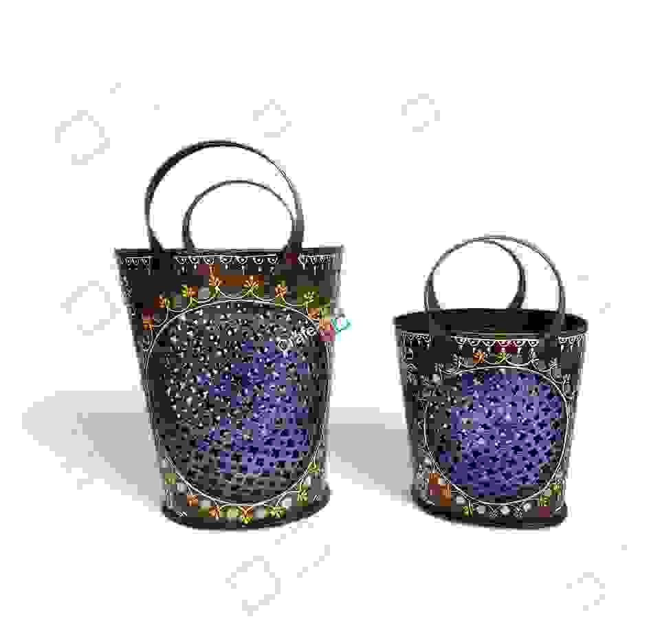 Handicrafted Wrought Iron Bucket Shaped Books /Magazine Holder/Utility Box - Image 2