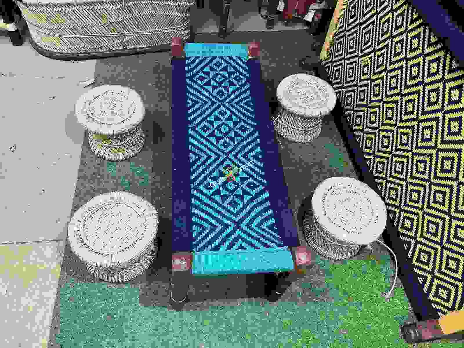 Wooden Bench Charpai with 4 Mudda Stools for living room, balcony, garden, cafe & restaurants - Image 4