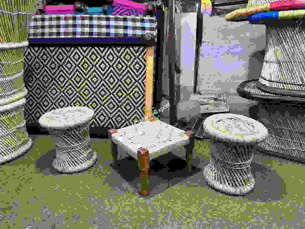 Bamboo Mudda Stools with Pidha Set for Outdoor Living Room/ Balcony - Image 4