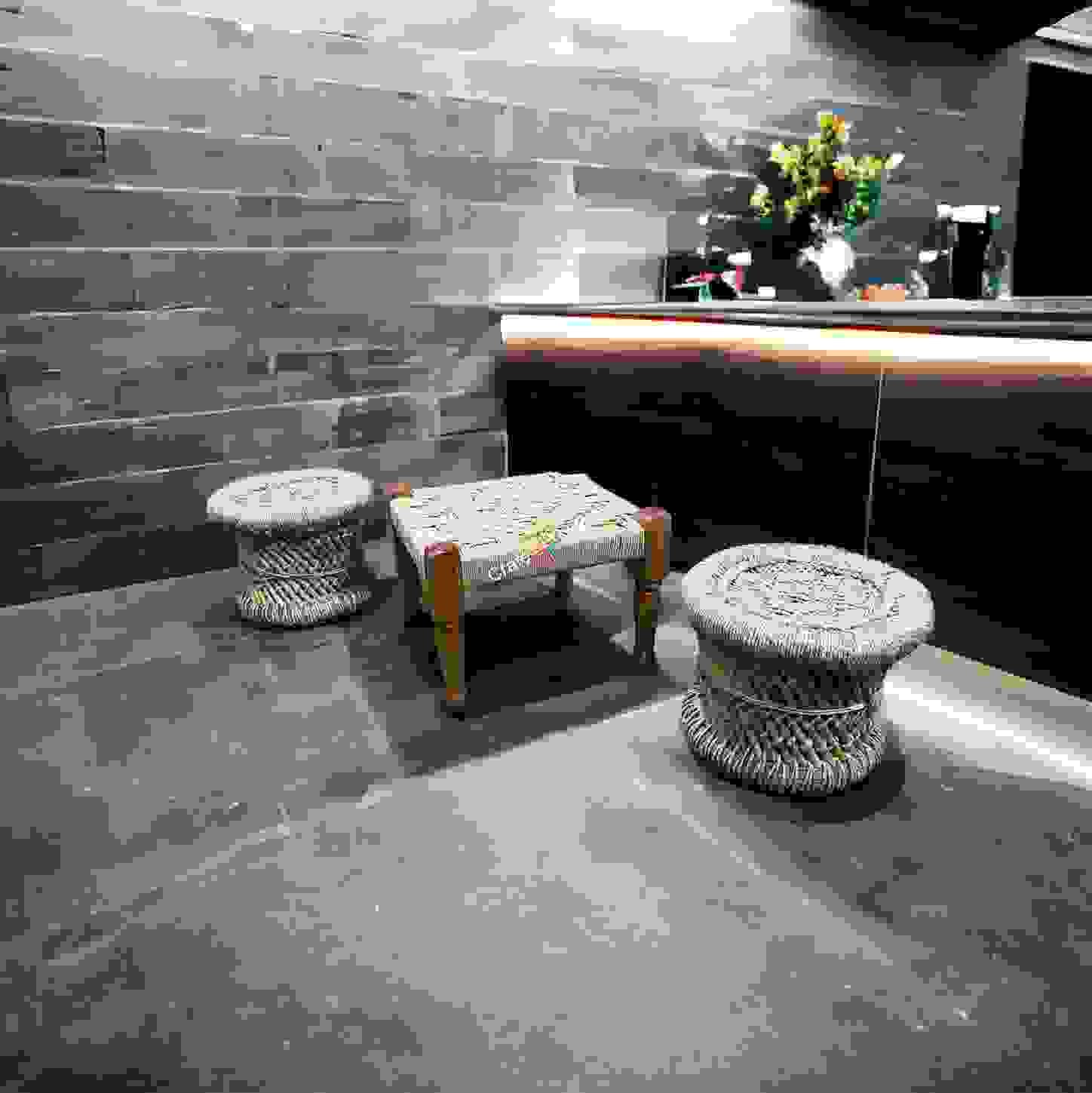 Bamboo Mudda Stools with Pidha Set for Outdoor Living Room/ Balcony