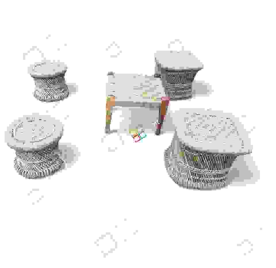 Bamboo Mudda Stools with Pidha Set for Outdoor Living Room/ Balcony - Image 3