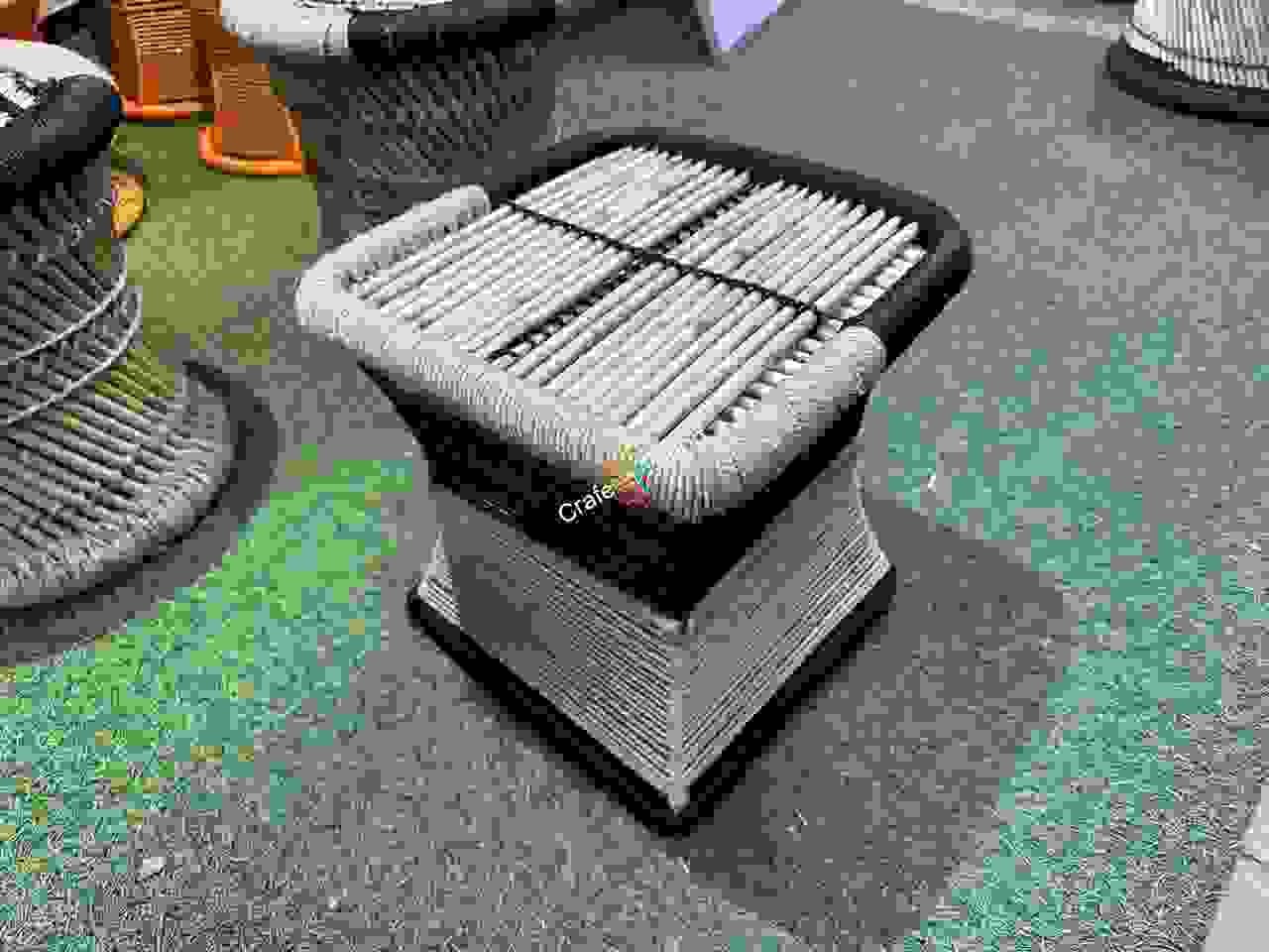 Natural Bamboo Mudda/ Stools with Side table (Iron Frame Stools table )set of 3 - Image 6