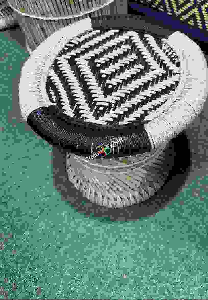 Natural Bamboo Mudda/ Stools with Side table (Iron Frame Stools table )set of 3 - Image 5