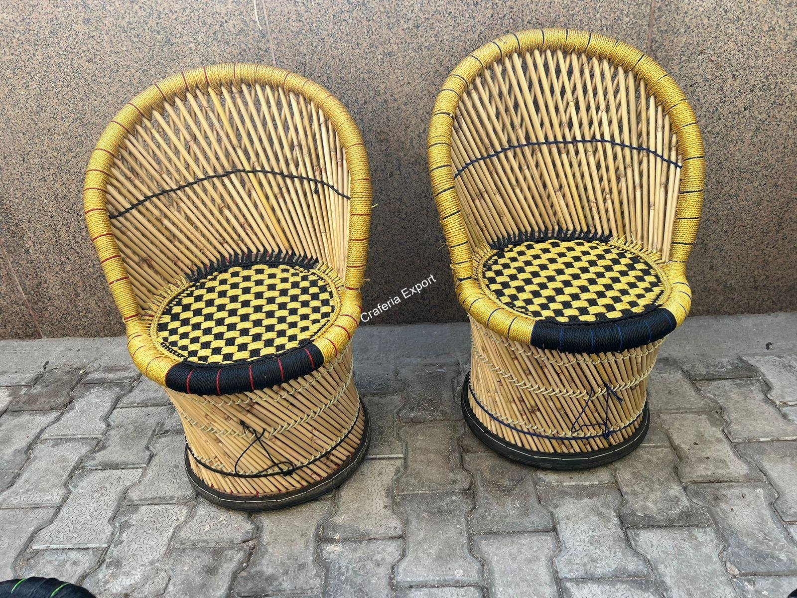 Bamboo mudda chairs table set for living room/ Office/ Balcony / Cafe Restaurants set of 5 - Image 6