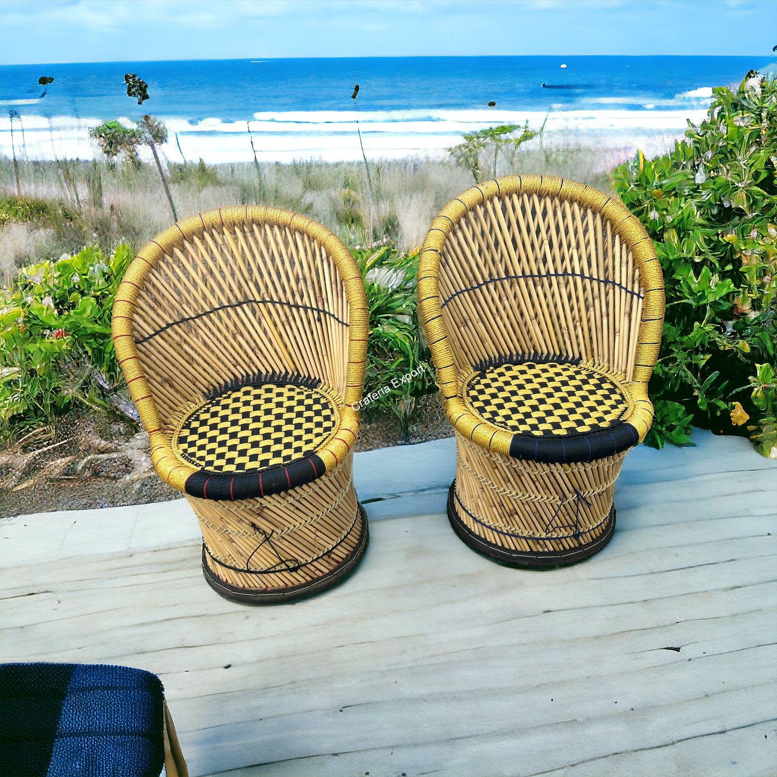 Bamboo mudda chairs table set for living room/ Office/ Balcony / Cafe Restaurants set of 5 - Image 8