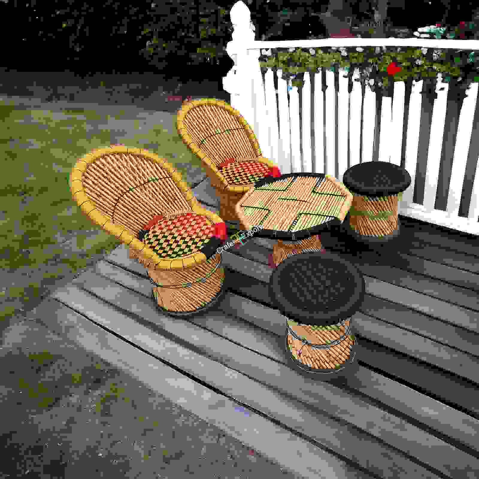 Bamboo mudda chairs table set for living room/ Office/ Balcony / Cafe Restaurants set of 5 - Image 7