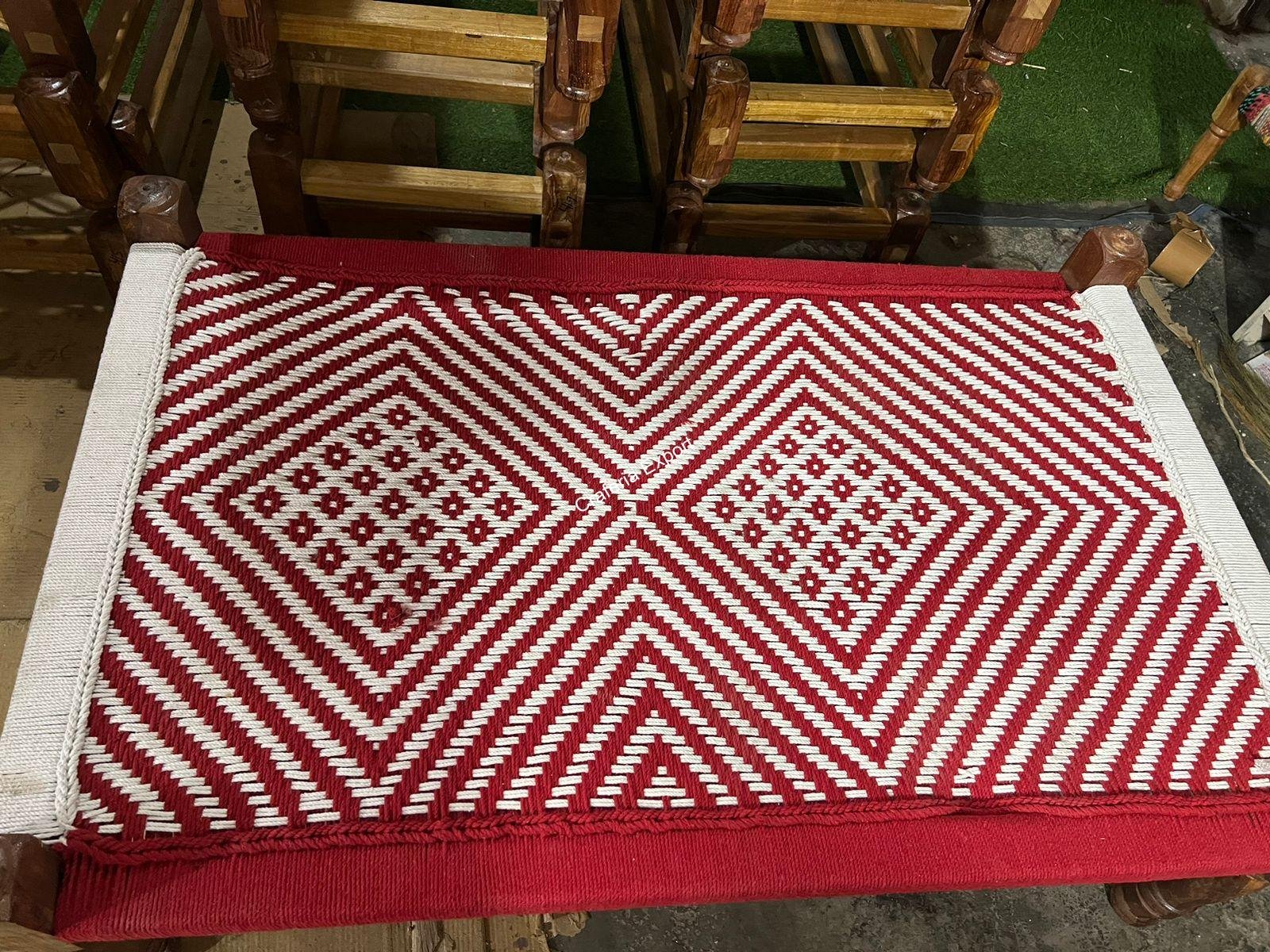 Wooden Handwoven Charpai | Sheesham Wood khat| Wooden Khaat Khatiya - Image 3