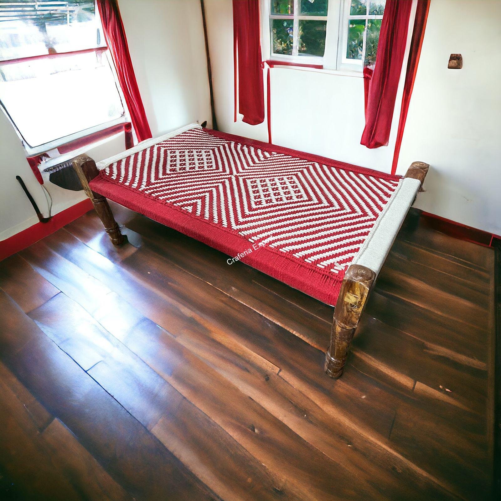 Wooden Handwoven Charpai | Sheesham Wood khat| Wooden Khaat Khatiya - Image 4