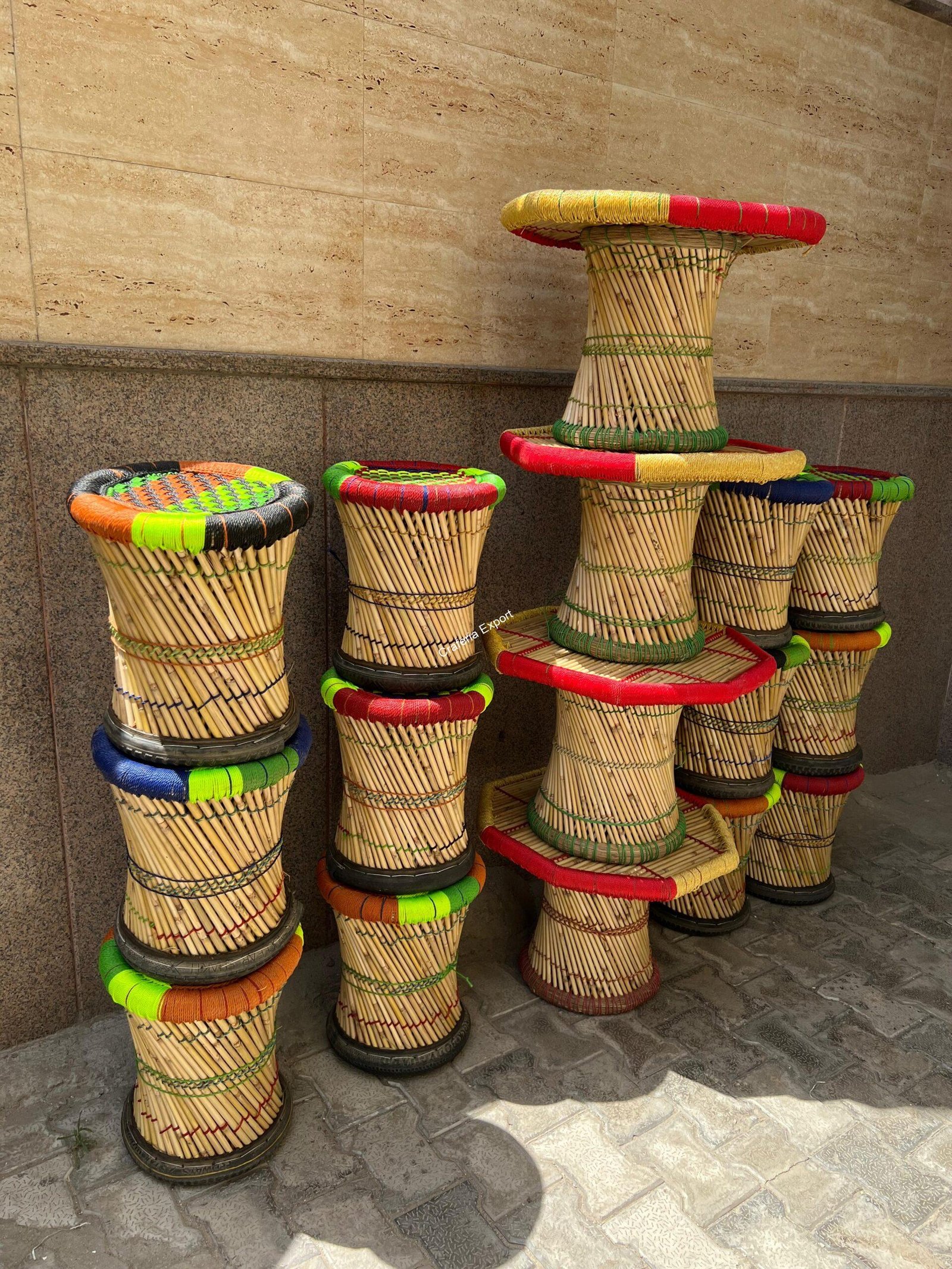 Bamboo Cane Mudda Stools with Table | Furniture set for outdoor/cafe /restaurants - Image 4