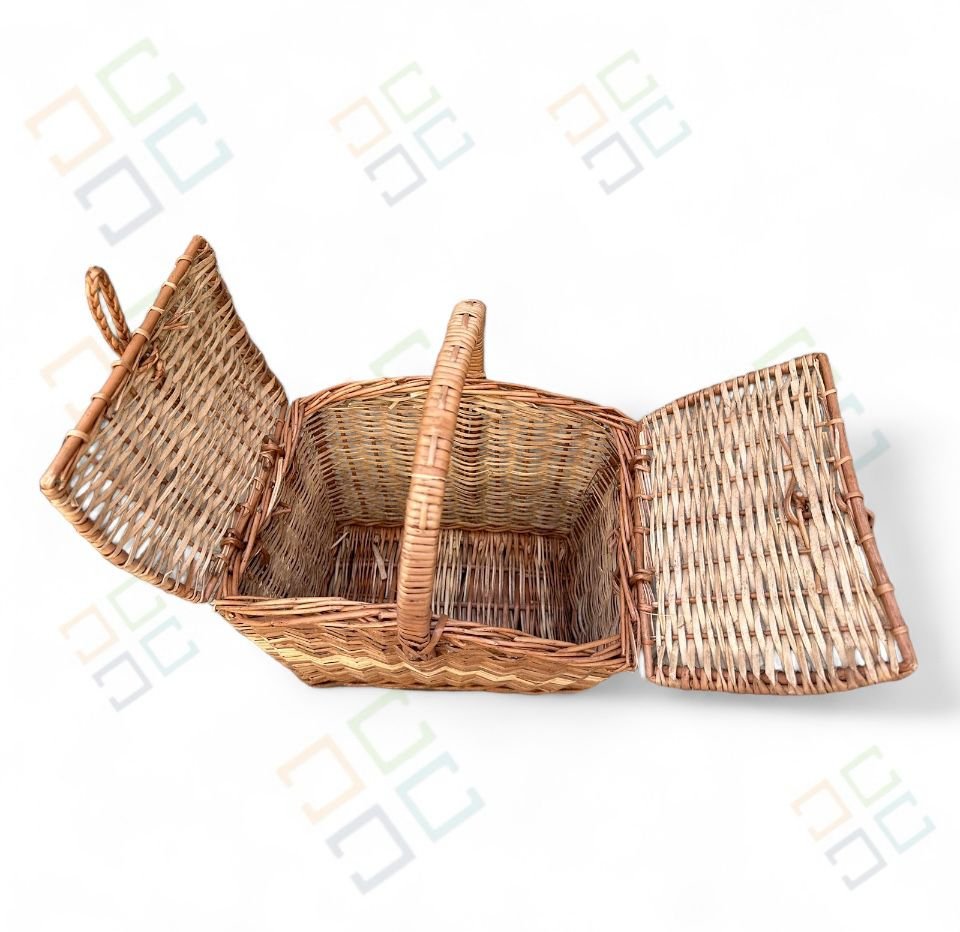 Rattan Picnic Basket | Cane Picnic Handle Basket Multi-purpose Gift Hamper Baskets - Image 3