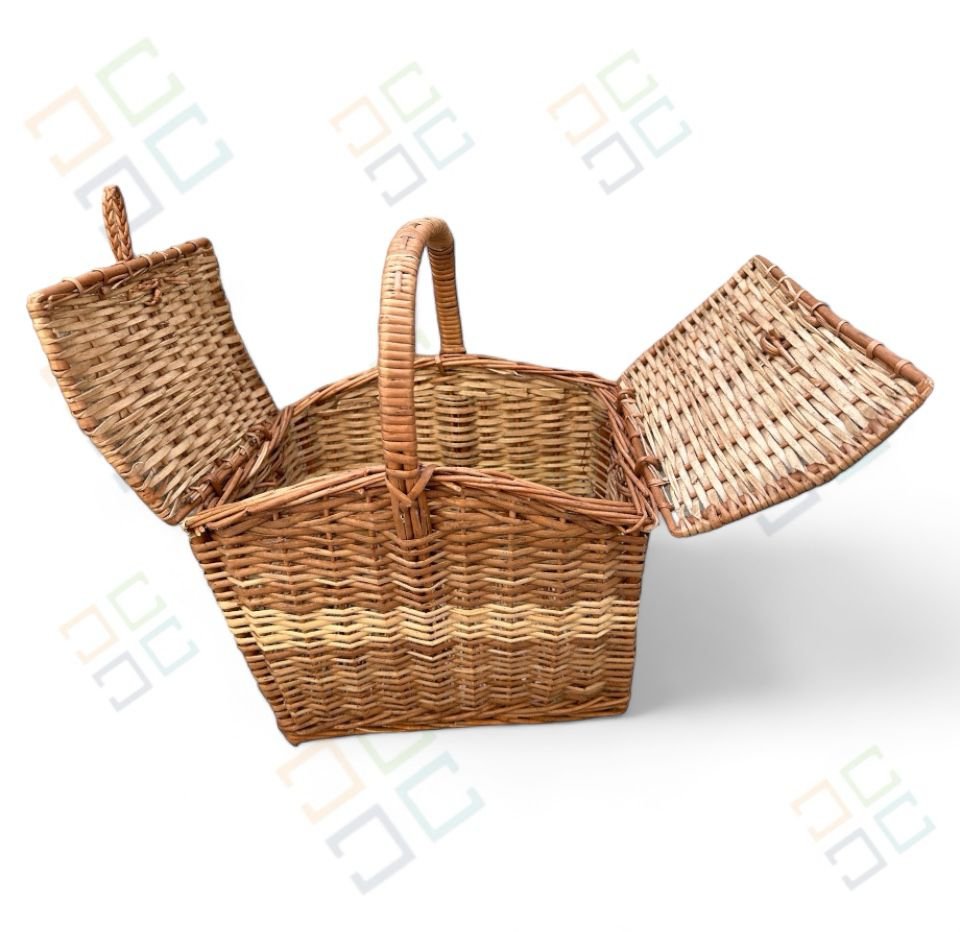 Rattan Picnic Basket | Cane Picnic Handle Basket Multi-purpose Gift Hamper Baskets - Image 4