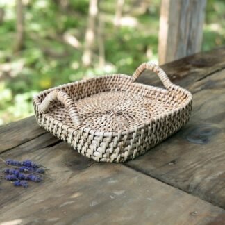 Bamboo Cane Serving Tray | Table Top Tray for decorative Gifts / Fruits / Vegetable with handle