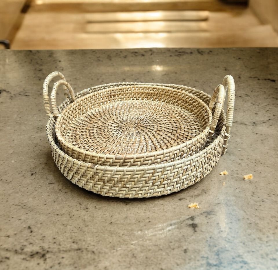 Round Bamboo Platter Tray | Multipurpose Serving Tray | Decorative Tray - Image 2