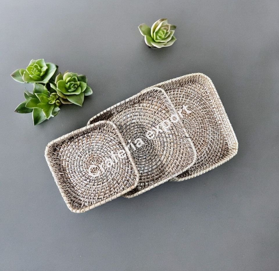 Rattan Cane Tray / Wicker Serving Tray / Multipurpose Storage Bamboo Tray for Decor Interior Home /Cafe /Restaurants - Image 2