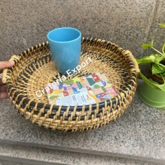 Round Bamboo Tray | Serving Tray Cane Dining Table Decorative Trays