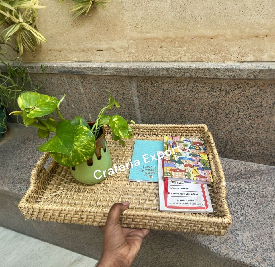 Bamboo Rattan Serving Tray for Events Snacks/ Breakfast/Vegetable/ Fruits/Storage Multipurpose basket - Image 4