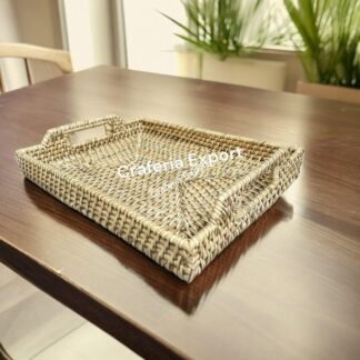Bamboo Rattan Serving Tray for Events Snacks/ Breakfast/Vegetable/ Fruits/Storage Multipurpose basket