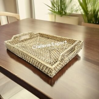 Bamboo Rattan Serving Tray for Events Snacks/ Breakfast/Vegetable/ Fruits/Storage Multipurpose basket
