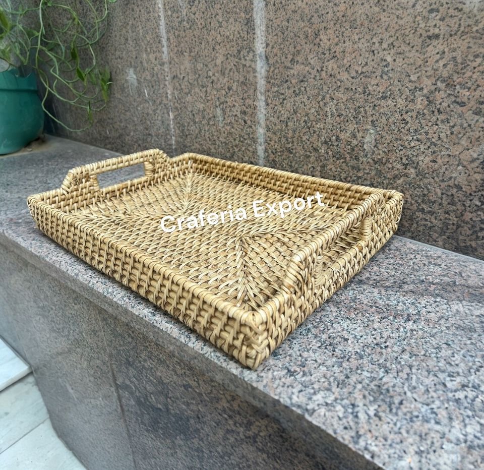 Bamboo Rattan Serving Tray for Events Snacks/ Breakfast/Vegetable/ Fruits/Storage Multipurpose basket - Image 3