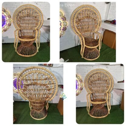 Rattan Cane Bamboo Grand Peacock Chair for Living Room | Natural Wooden Color - Image 5