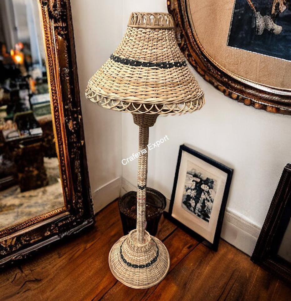 Rattan Standing lamp shade for indoor outdoor | Handcrafted Lampshade for living room , bar cafe restaurants - Image 3