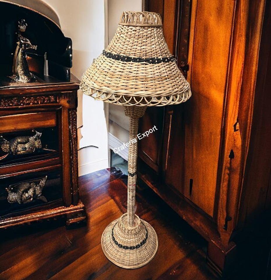 Rattan Standing lamp shade for indoor outdoor | Handcrafted Lampshade for living room , bar cafe restaurants